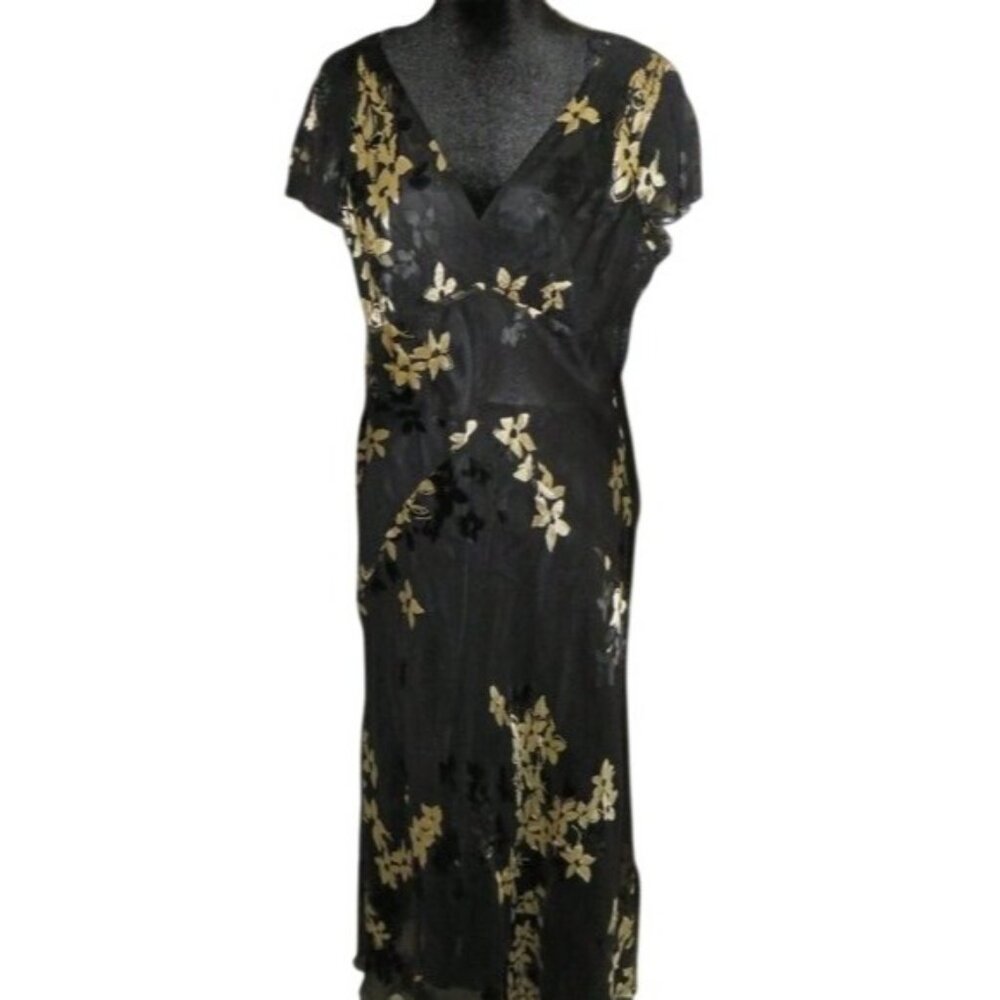 Jones New York Black Floral Sheer over slip tunic Midi Dress size 4 NWT $170